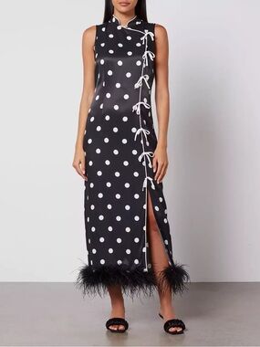 KITRI kitri women's myla feather dress black polka dot size 6 perfect condition